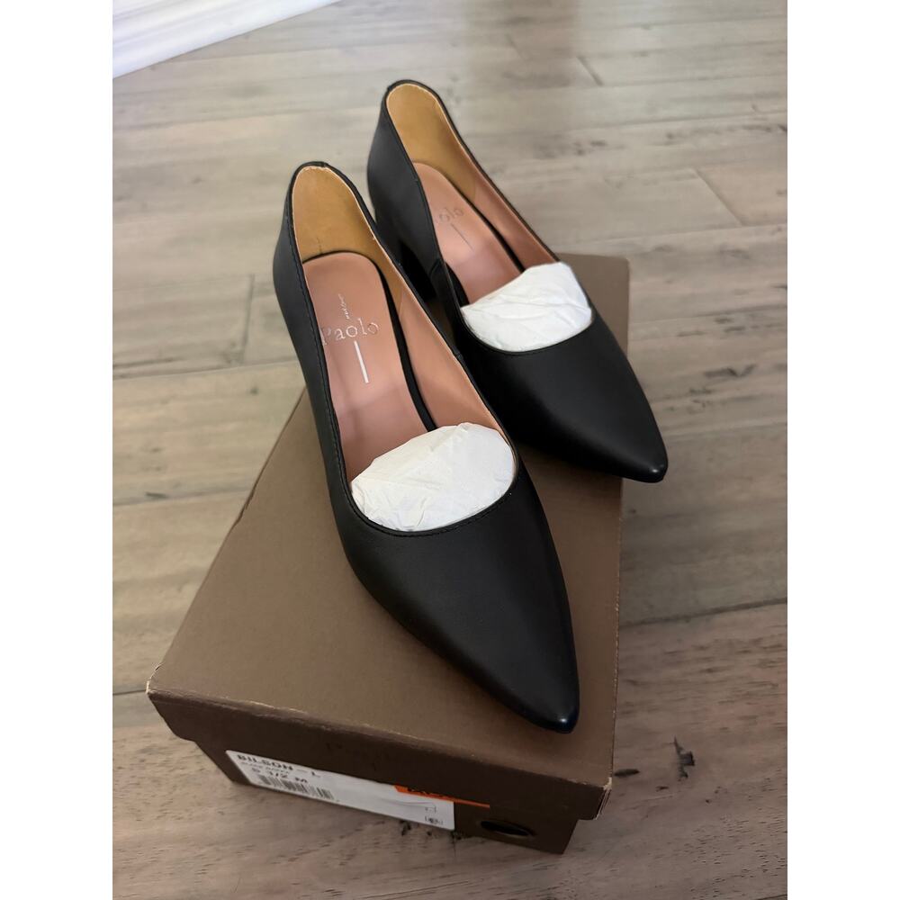 New linea Paola Bilson black Napa leather heels sz 5 1/2 - Picture 3 of 6